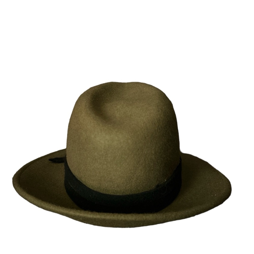 Olive Green Felted Wool Fedora OSFM - Picture 4 of 9